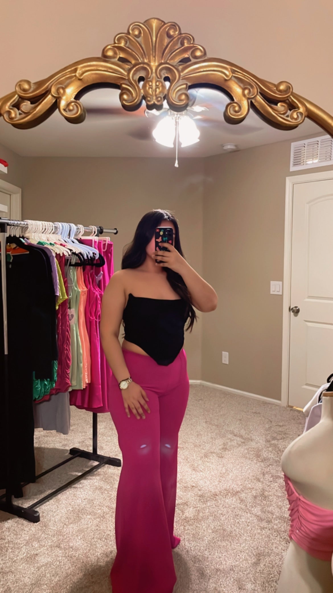 Hot pink flare pants